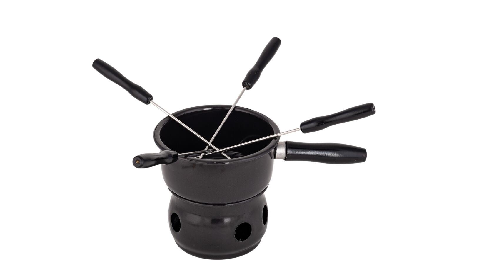 CONJUNTO PARA FONDUE ESMALTADO - PRETO